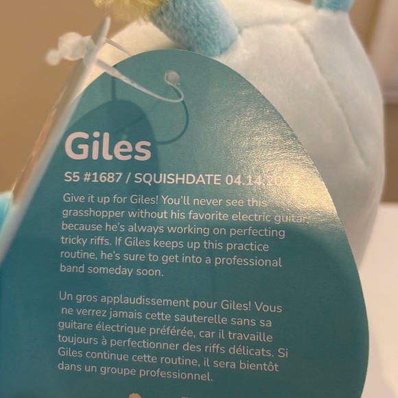 NWT 5” Giles the Blue Grasshopper Squishmallow - Picture 4 of 4